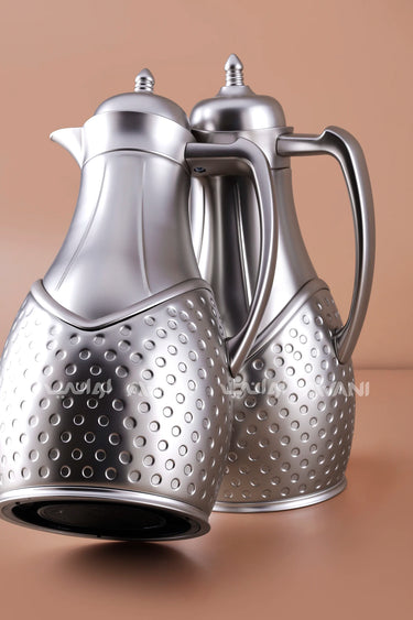Elegant Mate Silver Thermal Flask Set – 2 Pieces