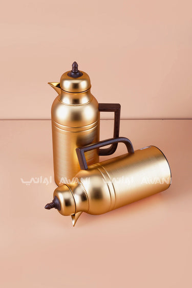 0.75/1.0L Flask Set – Luxury Coffee & Tea with Wood Handle - Gold