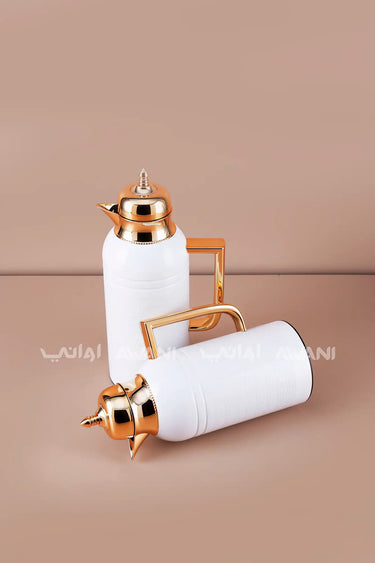0.75/1.0L Flask Set – Luxury Coffee & Tea with Gold Handle - White