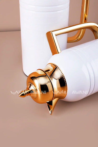 0.75/1.0L Flask Set – Luxury Coffee & Tea with Gold Handle - White