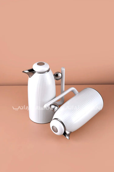 BEIGE+ L COFFEE WOODEN 2PCS FLASK SET