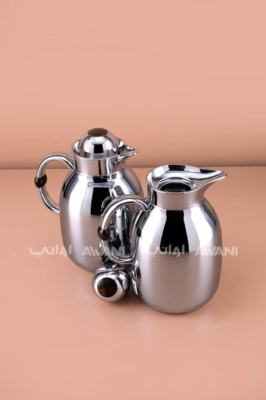 Flask Set – Silver with Ball Lid and Handle (Set of 2)