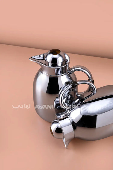 Flask Set – Silver with Ball Lid and Handle (Set of 2)