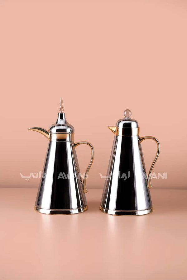 Gold handle Stainless Steel Arabic Dallah Set (0.75L & 1L)