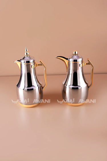 Elegant 2-Piece Dallah Vacuum Flask Set - Rose Gold/ Silver