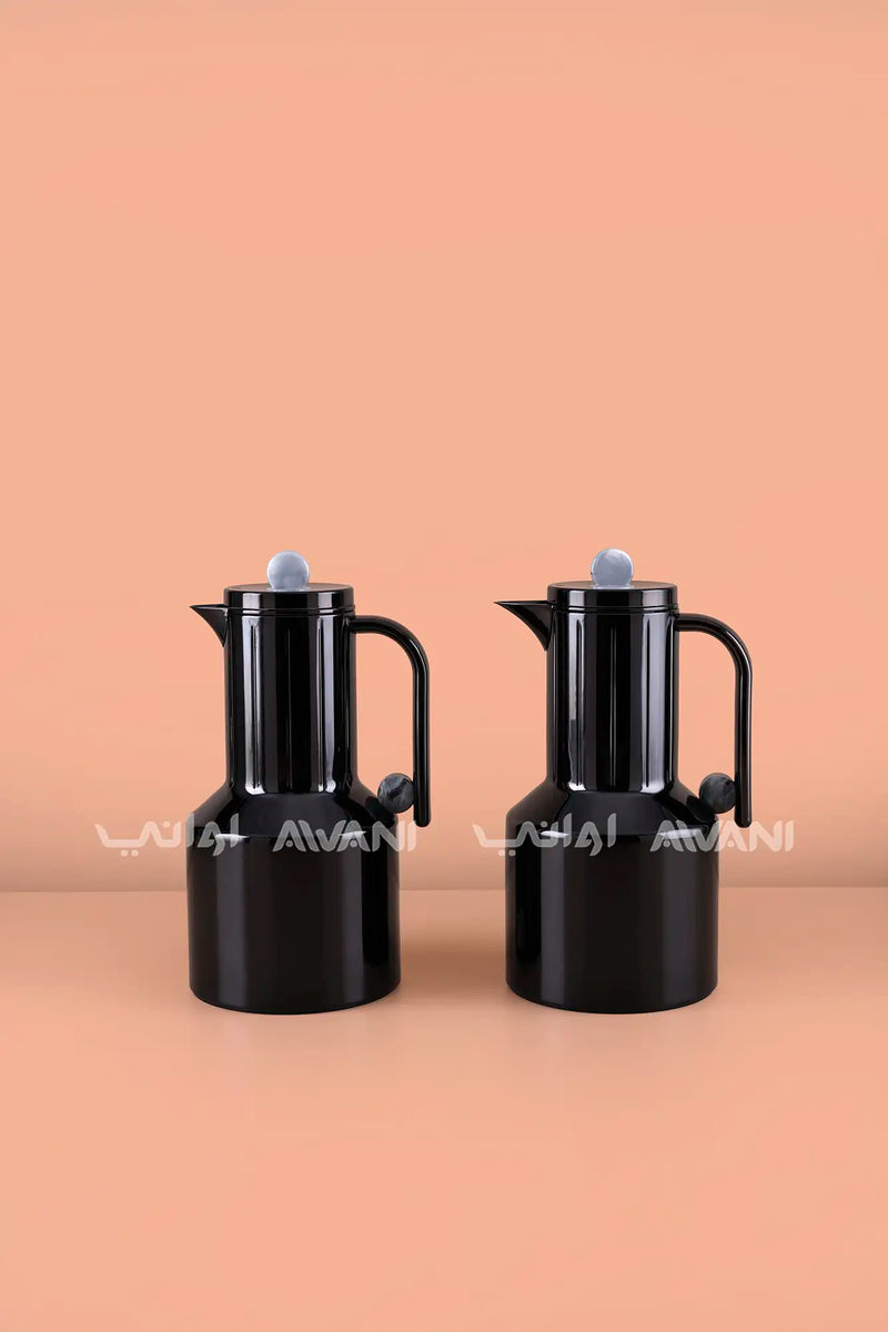 طقم ترامس ستايل - تصميم متموج - قطعتين - أسود/رمادي