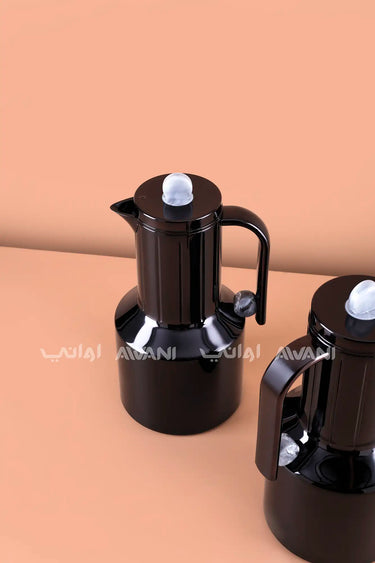 Style Vacuum Flask Set - Rippled Design - 2pcs - Black/Grey