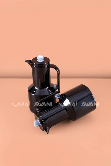 Style Vacuum Flask Set - Rippled Design - 2pcs - Black/Grey