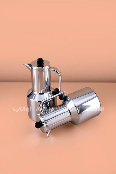 Modern Silver Rippled Vacuum Flask Set - 2 Pieces (1.0L Each)