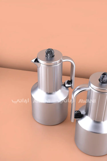 Modern Matt Silver Rippled Vacuum Flask Set - 2 Pieces (1.0L Each)