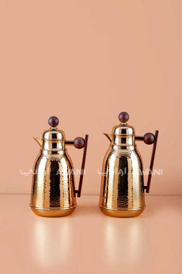 Gold Hammered Thermal Flask Set (2 Pieces) – 0.75L & 1.0L