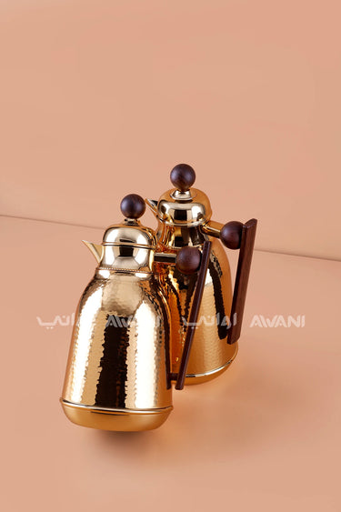 Gold Hammered Thermal Flask Set (2 Pieces) – 0.75L & 1.0L