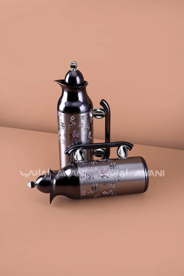 Flask Set 1 L & 0.7 L Black + Shiny Silver