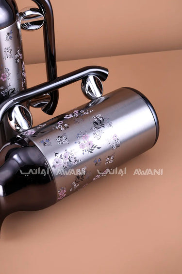 Flask Set 1 L & 0.7 L Black + Shiny Silver