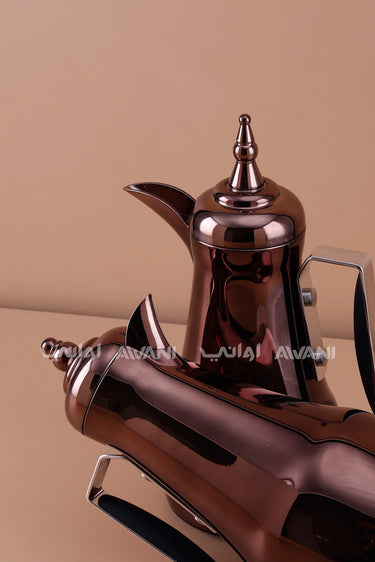 Dark Bronze Arabic Coffee & Tea Dallah Set with Black Handles – 1L + 1L