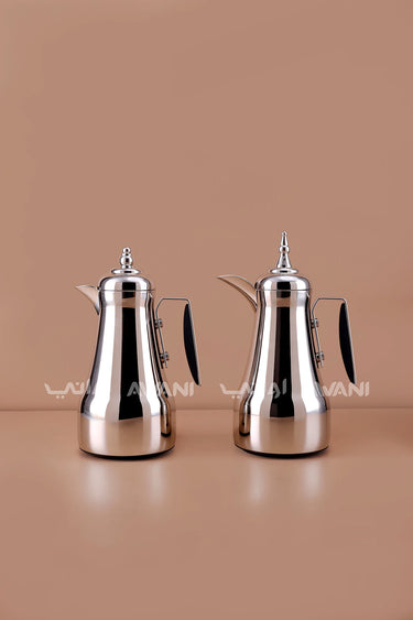 Rose Color Arabic Coffee & Tea Dallah Set with Black Handles – 1L + 1L