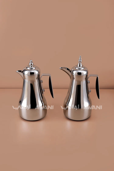 Rose Color Arabic Coffee & Tea Dallah Set with Black Handles – 1L + 1L