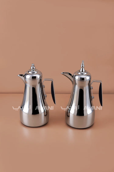 Yellow Nickel & Black Arabic Coffee & Tea Dallah Set – 1L + 1L