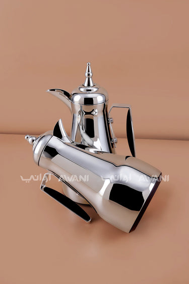 Yellow Nickel & Black Arabic Coffee & Tea Dallah Set – 1L + 1L