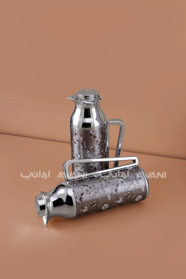 FLORAL DALLAH/FLASK SET FOR TEA& COFFEE 02 - SILVER