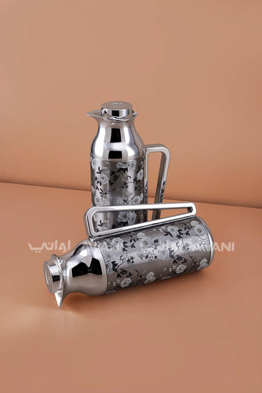 FLORAL DALLAH/FLAST SET FOR TEA & COFFEE 04 - SILVER