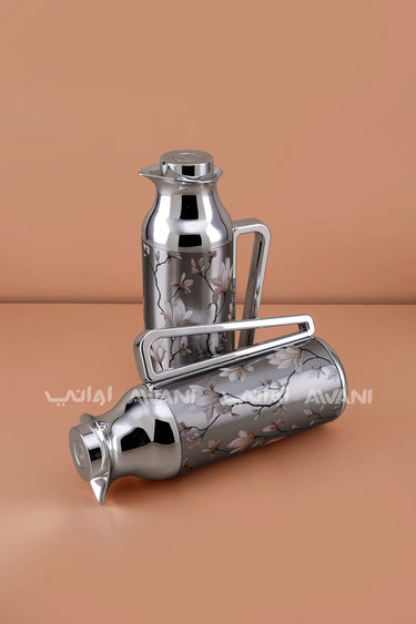 FLORAL DALLAH/FLASK SET FOR TEA & COFFEE 06 - SILVER