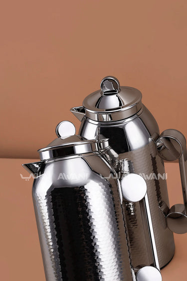 MAHRA 2 PCS FLASK SET SHINY NICKLE SILVERY WHITE