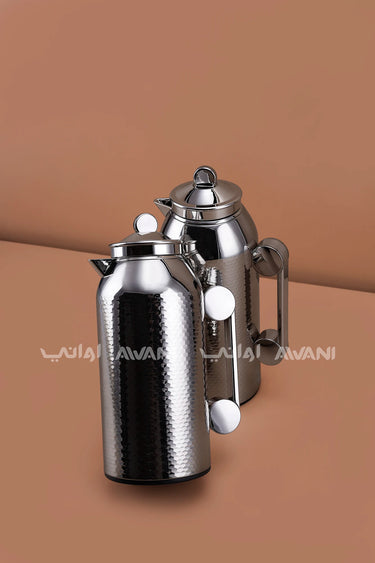 MAHRA 2 PCS FLASK SET SHINY NICKLE SILVERY WHITE