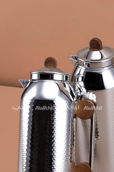 MAHRA 2 PCS FLASK SET SILVER + WOOD