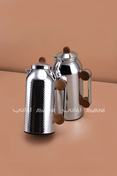 MAHRA 2 PCS FLASK SET SILVER + WOOD