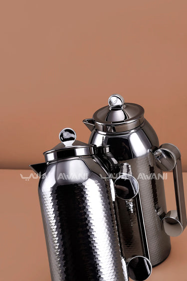 MAHRA 2 PCS FLASK SET BLACK SILVER