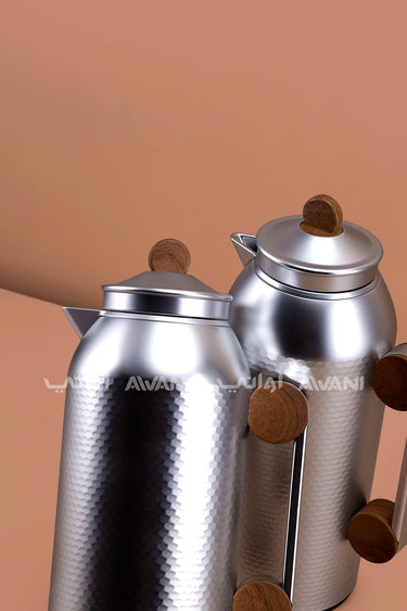 MAHRA 2 PCS FLASK SET MATTE SILVER + GOLD