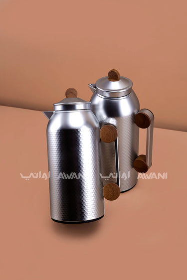 MAHRA 2 PCS FLASK SET MATTE SILVER + GOLD