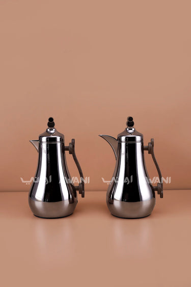 Insulated Arabic Dallah Coffee & Tea Flask Set - Black + Wood