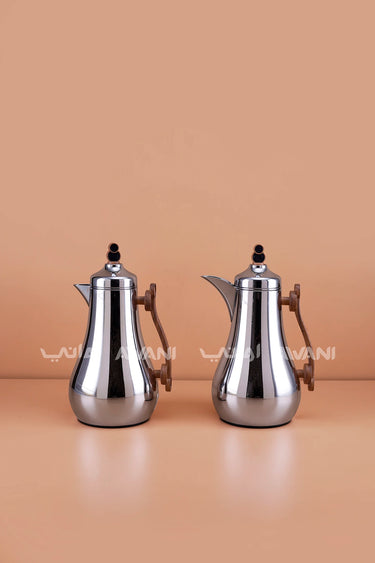 Vacuum Flask Set – Insulated Dallah & Tea Pot with Wood-Accent Handle