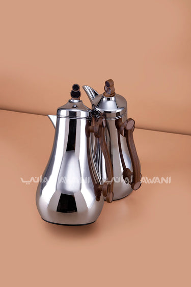 Vacuum Flask Set – Insulated Dallah & Tea Pot with Wood-Accent Handle