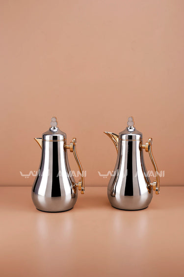 Vacuum Flask Set – Insulated Dallah & Tea Pot with Golden-Accent Handle