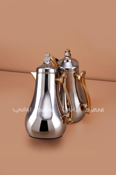Vacuum Flask Set – Insulated Dallah & Tea Pot with Golden-Accent Handle