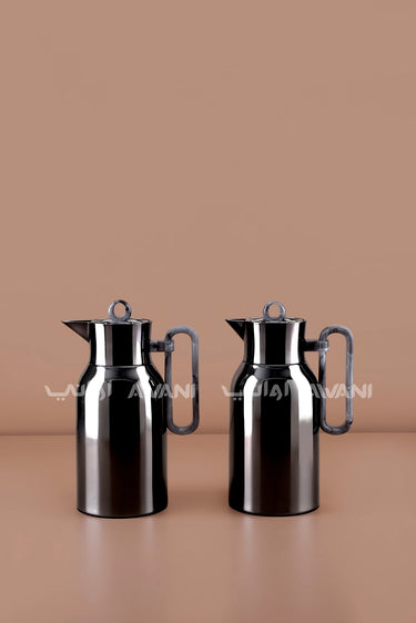 Arabic Coffee & Tea Set | GunMetal & Gray Dallahs | 1.0L & 1.0L