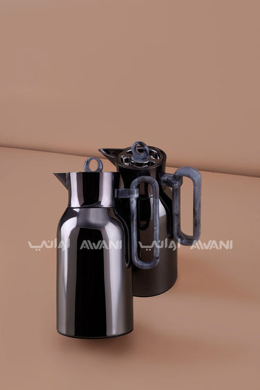 Arabic Coffee & Tea Set | GunMetal & Gray Dallahs | 1.0L & 1.0L