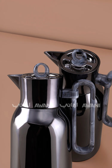 Arabic Coffee & Tea Set | GunMetal & Gray Dallahs | 1.0L & 1.0L