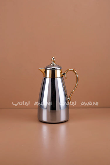 Chrome & Gold Two-Tone Vacuum Flask – 1300 ML