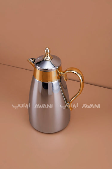 Chrome & Gold Two-Tone Vacuum Flask – 1300 ML