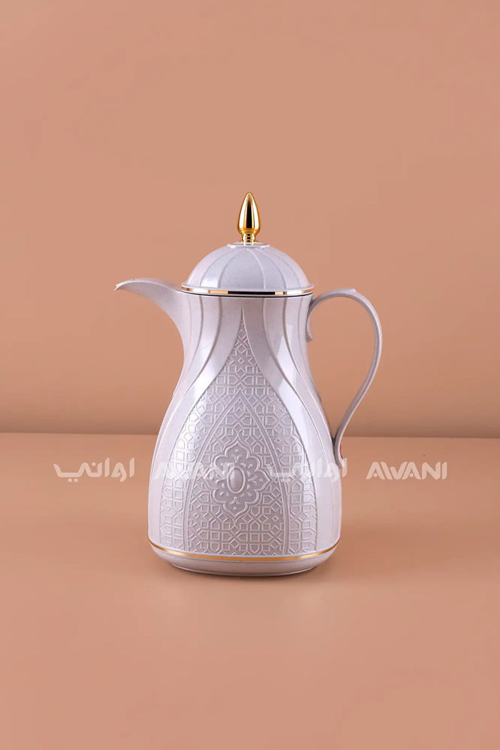 Rose Thermal Flask Set (0.6L) – Insulated Coffee  Dallah  Gray with Gold Accents