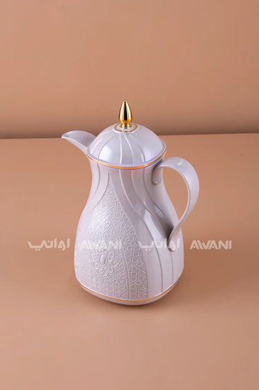 Rose Thermal Flask Set (0.6L) – Insulated Coffee  Dallah  Gray with Gold Accents