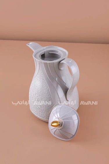 Rose Thermal Flask Set (0.6L) – Insulated Coffee  Dallah  Gray with Gold Accents