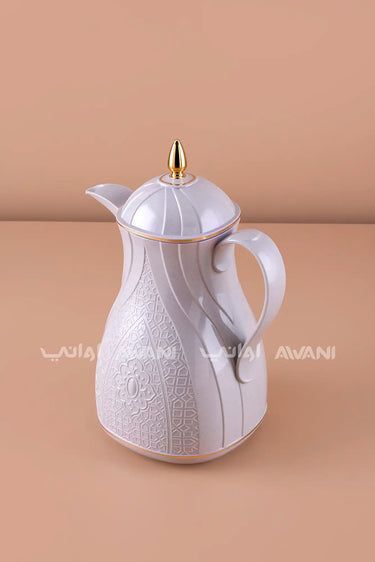 Rose Thermal Flask Set (1 L) – Insulated Coffee Dallah  Gray with Gold Accents
