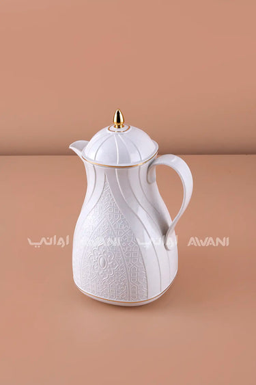 White Thermal Dallah – Insulated 1.0L Coffee and Tea Carafe