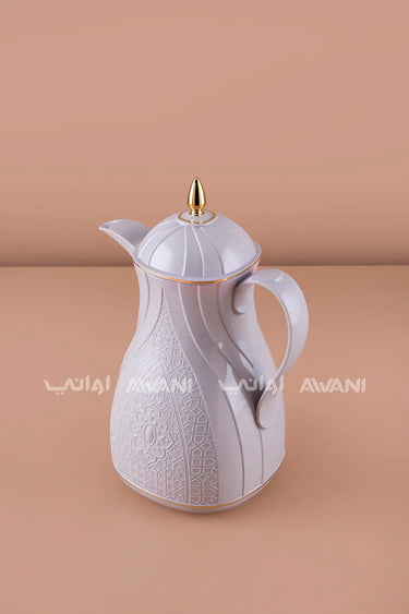 Rose Thermal Flask Set (1.3 L) – Insulated Coffee  Dallah Gray with Gold Accents