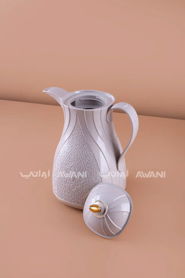 Rose Thermal Flask Set (1.3 L) – Insulated Coffee  Dallah Gray with Gold Accents